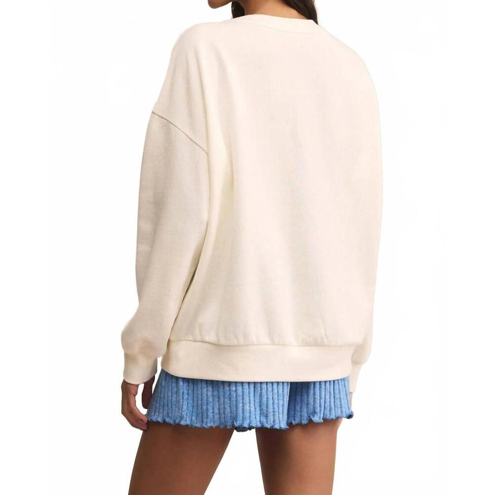 NEW Z SUPPLY mama knit sweatshirt in white shell - Picture 3 of 5